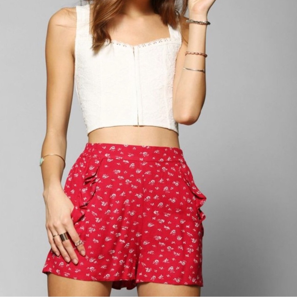 Kimchi Blue Red Floral Women Shorts